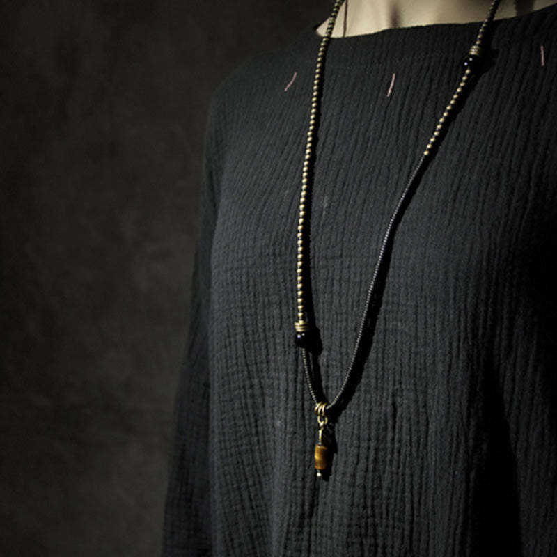 Ebony Wood Dzi Bead Copper Peace Couple Bracelet Necklace Pendant