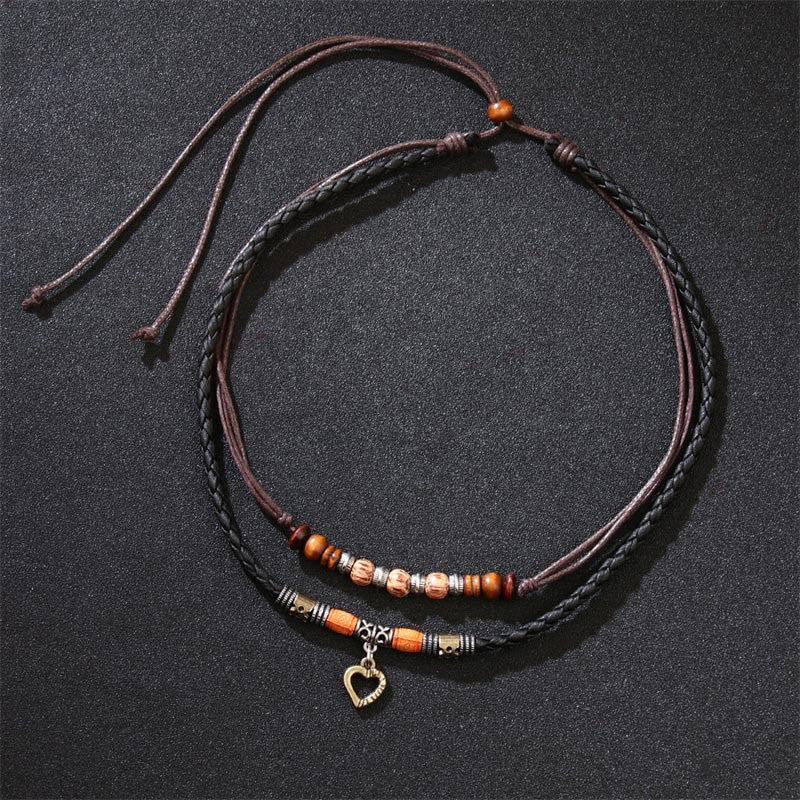 Love Heart Pattern Bead Healing Necklace Pendant Bracelet