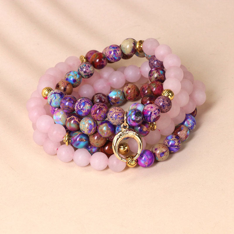 108 Beads Miano Real Pink Crystal Mala Healing Bracelet