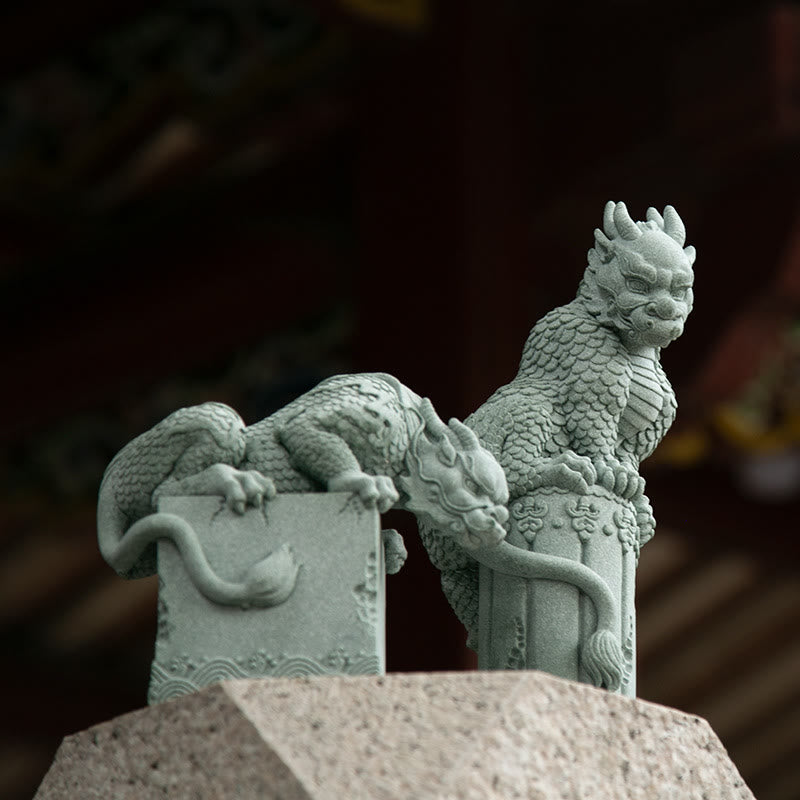 Feng Shui Standing Sitting Dragon Success Luck Home Decoration