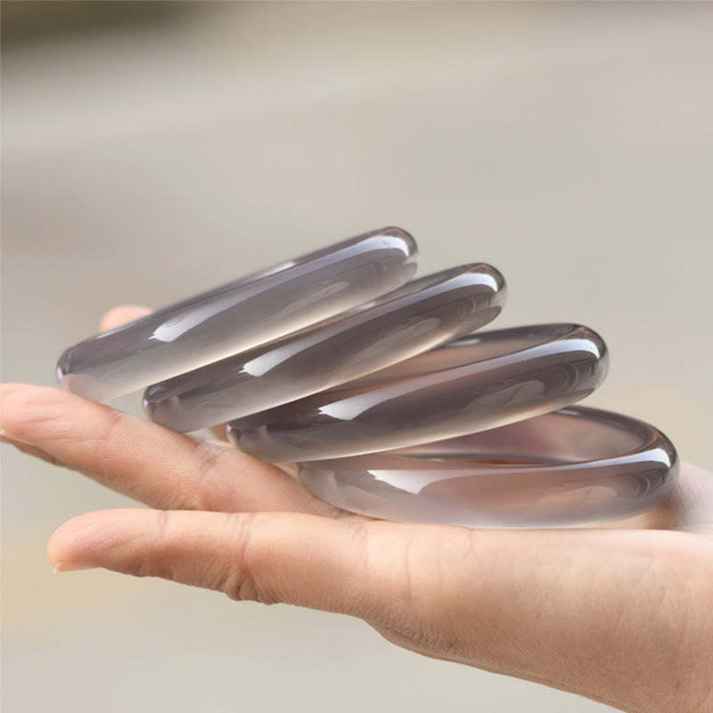 Natural Gray Chalcedony Harmony Bangle Bracelet