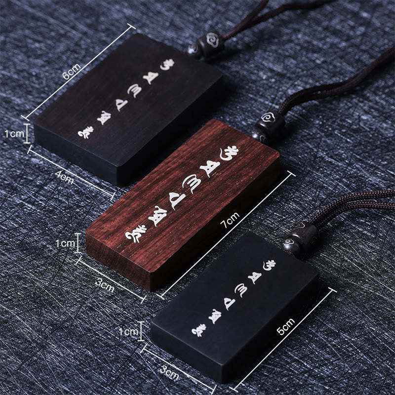 999 Sterling Silver Small Leaf Red Sandalwood Ebony Wood Om Mani Padme Hum Inlaid Protection Necklace Pendant