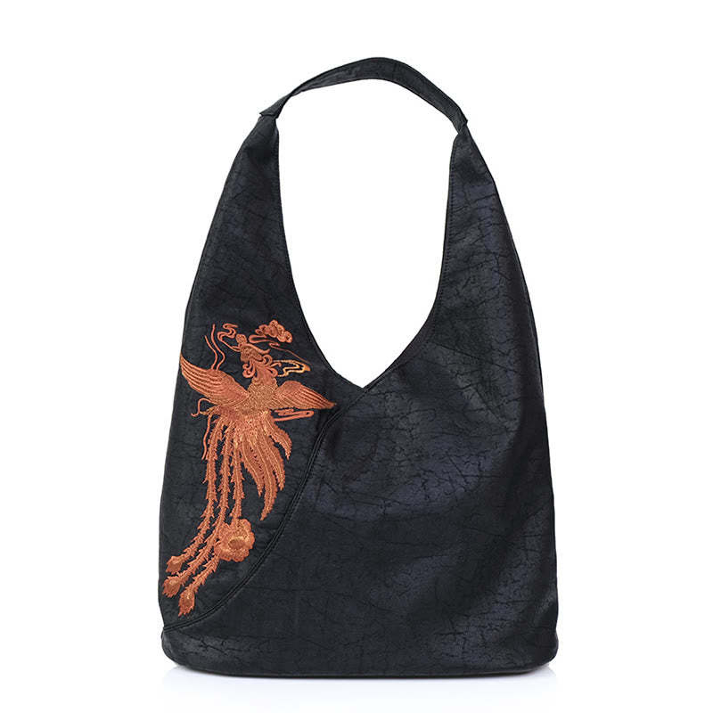 Fish Flower Phoenix Embroidery Xiangyunsha Silk Shoulder Bag