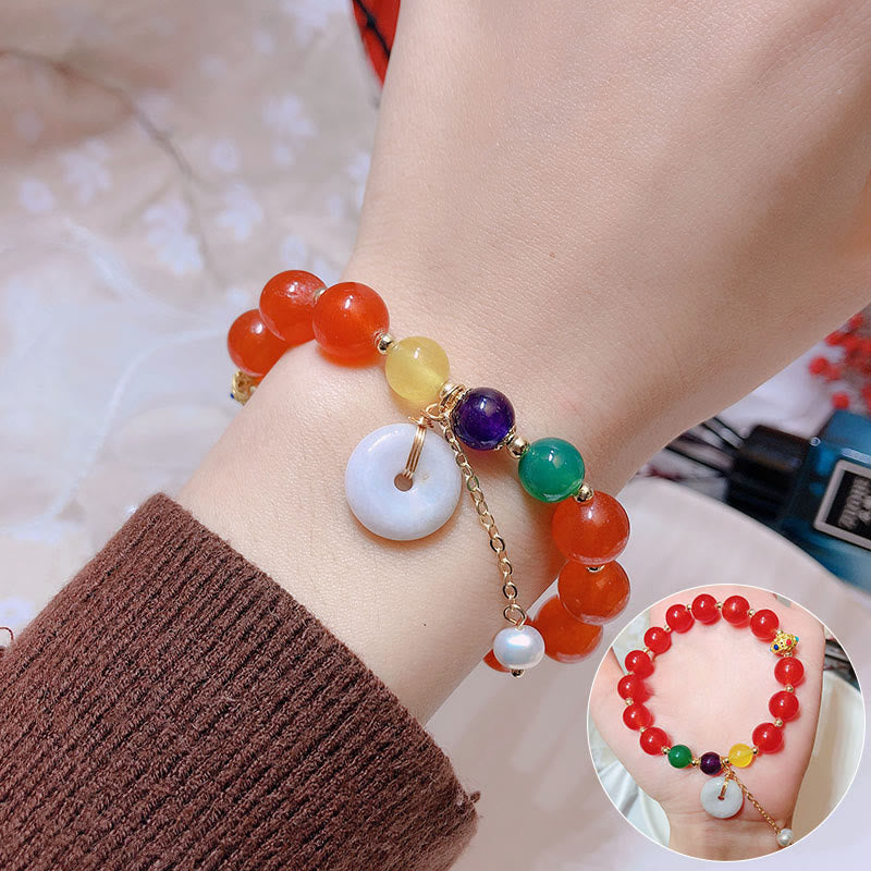 Jade Red Agate Peace Buckle Charm Confidence Bracelet