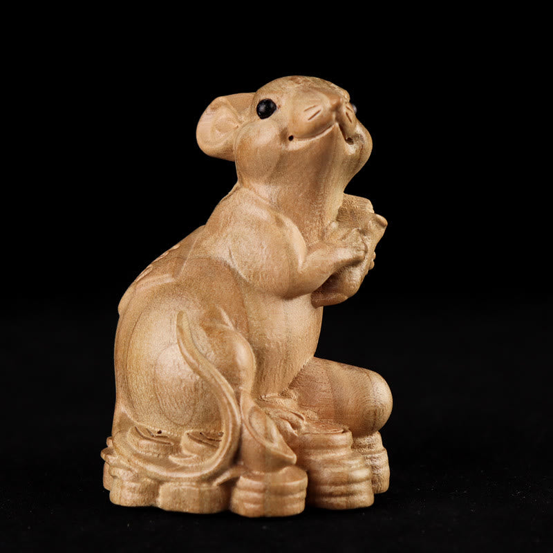 Year Of The Snake Chinese Zodiac Fu Character Peach Wood Home Statue Decoration