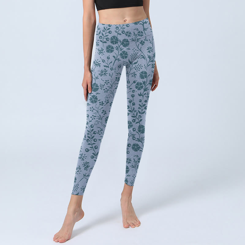 Lush Flowers Plants Print Gym Leggings Women's Yoga Pants