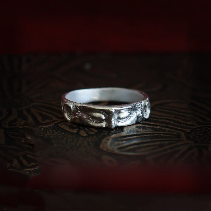 999 Sterling Silver mystic zen Eyes Protection Ring