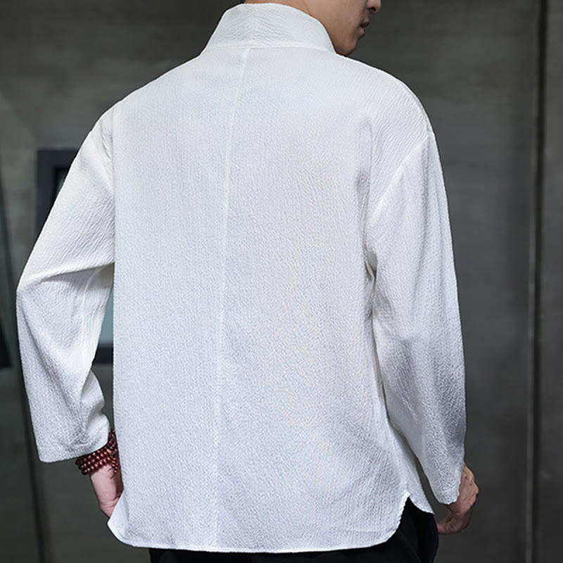 Simple V-Neck Long Sleeve T-Shirt Men Clothing