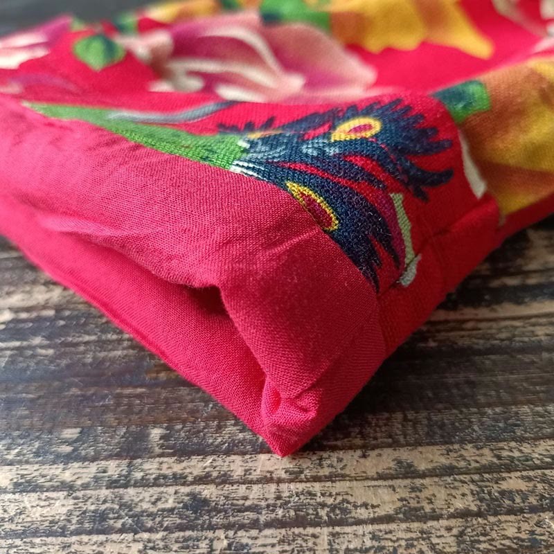 Ethnic Red Flower Peony Frog-Button Cotton Linen Long Sleeve Shirt Jacket With Pockets