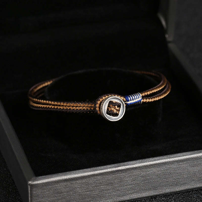 925 Sterling Silver Handmade Button Protection Weave String Bracelet