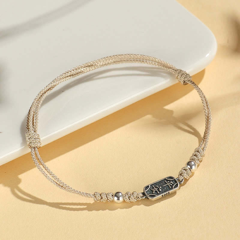 Handmade 925 Sterling Silver Peace And Joy Safe Well Protection Braided Bracelet