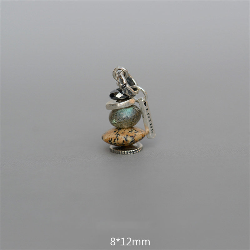 Zen Cairn Labradorite Various Crystals Calm Pendant Necklace