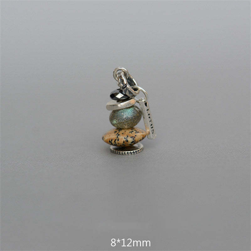 Zen Cairn Labradorite Various Crystals Calm Pendant Necklace
