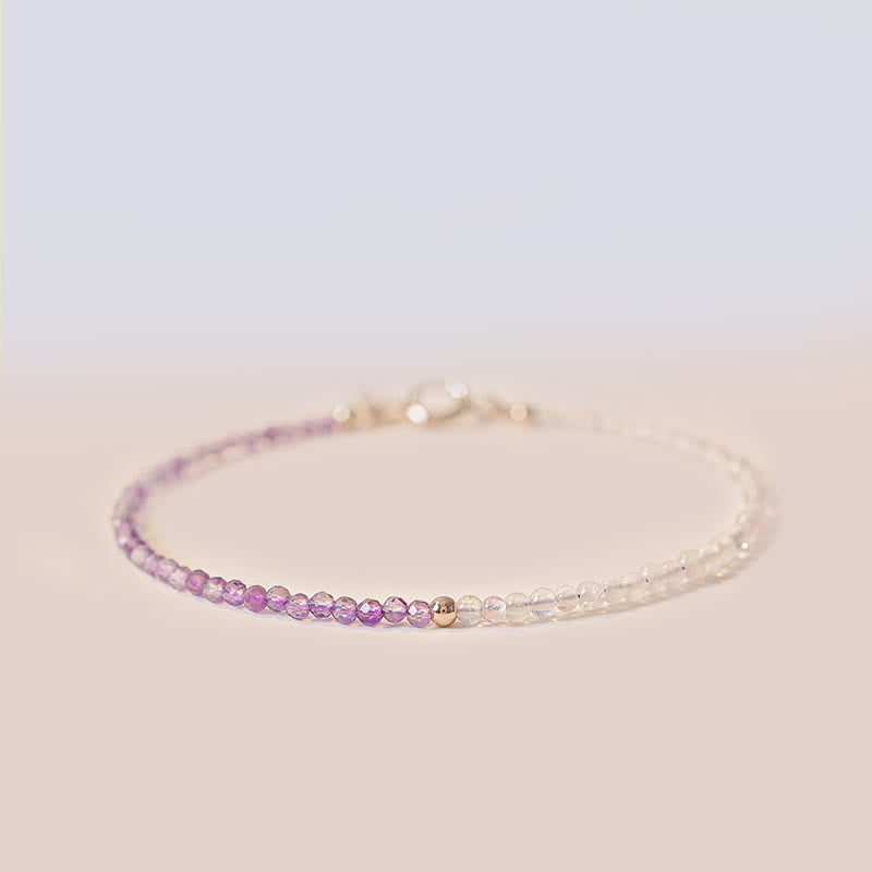 2.5mm Natural Amethyst Ultra-thin Beads 14k Gold Plated Copper Inner Peace Bracelet