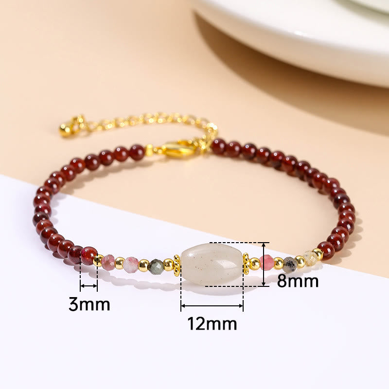 Garnet Jade Tourmaline Bead Passion Bracelet