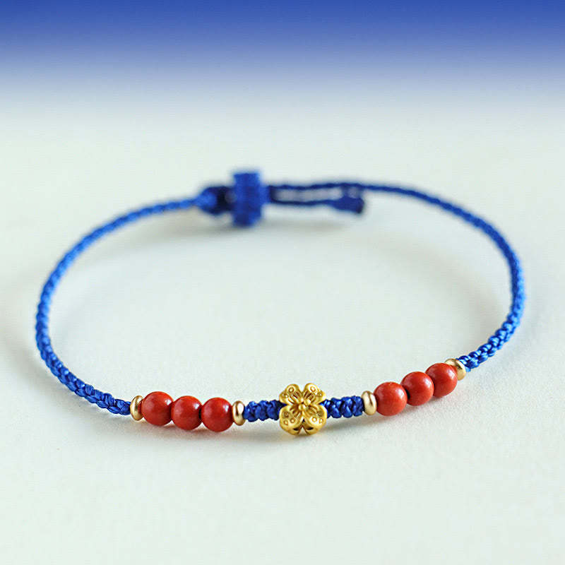 Klein Blue String South Red Agate Garnet Copper Flower Power Bracelet