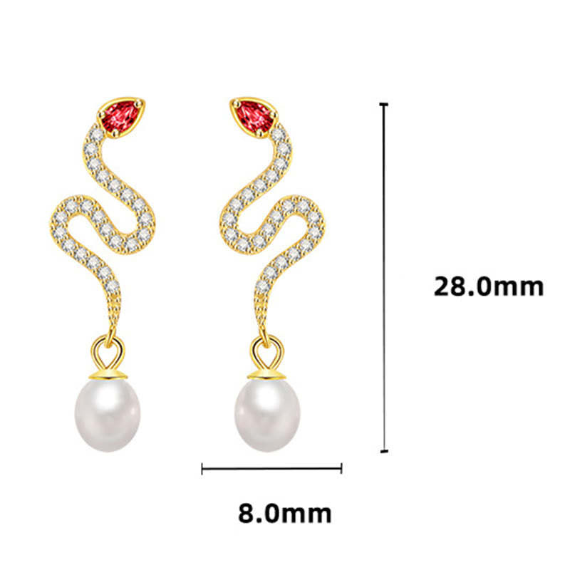 925 Sterling Silver Pearl Year Of The Snake Blessing Earrings