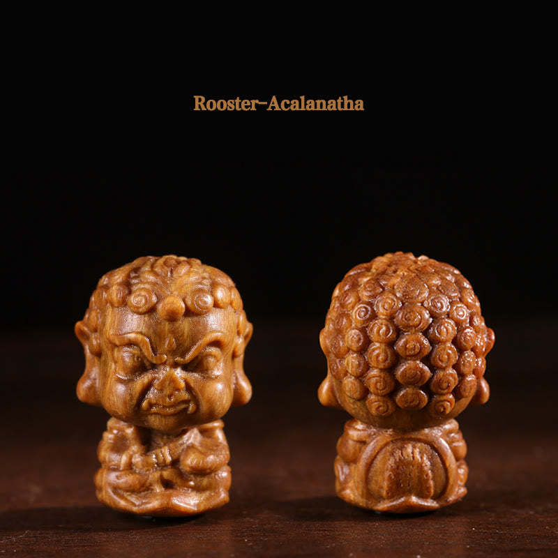 Chinese Zodiac Natal mystic zen Green Sandalwood Lotus Engraved Positive Home Decoration