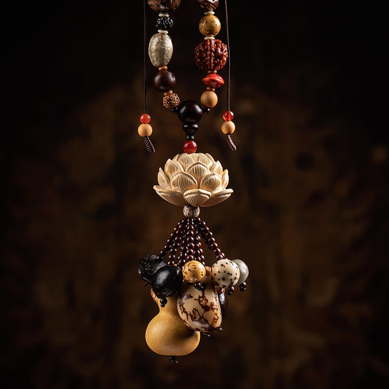 Boxwood Peach Wood Bodhi Seed Lotus mystic zen Avalokitesvara Gourd Peace Car Hanging Decoration