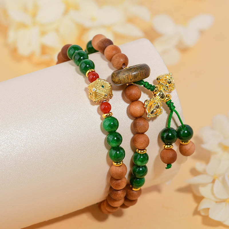 Sandalwood Wood Bead Tibet Dorje Vajra  Double Twisted Design Protection Healing Bracelet
