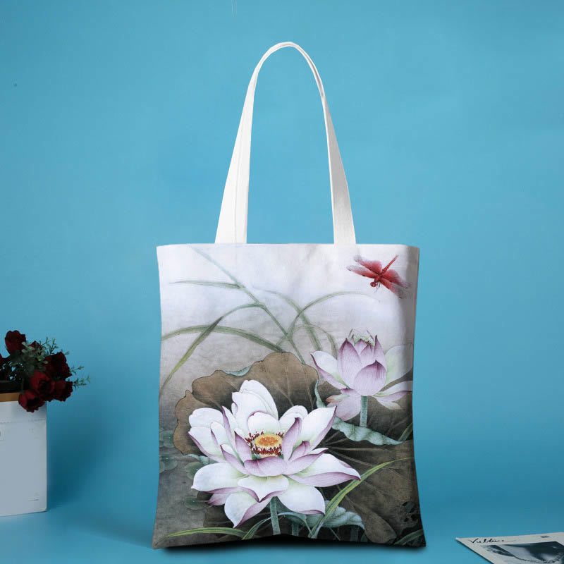Lotus Shape Canvas Shoulder Bag
