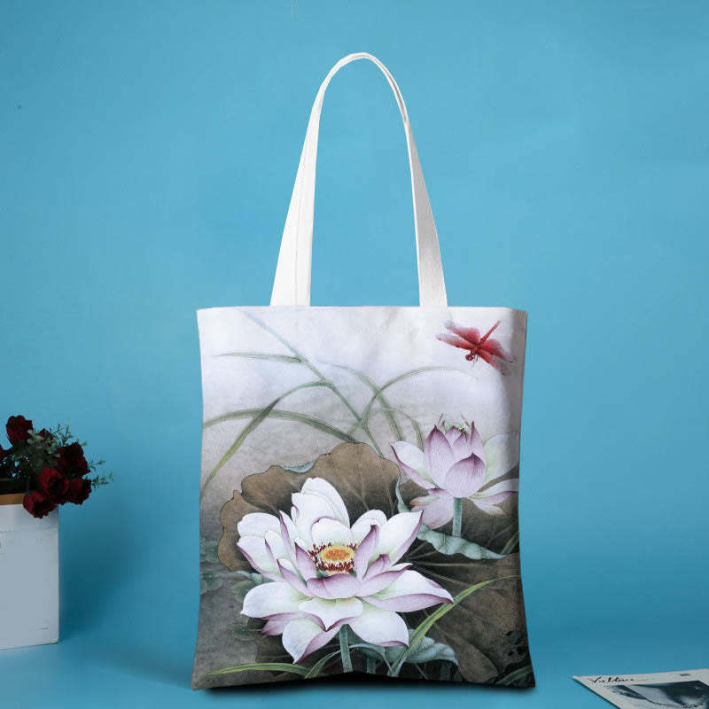 Lotus Shape Canvas Shoulder Bag