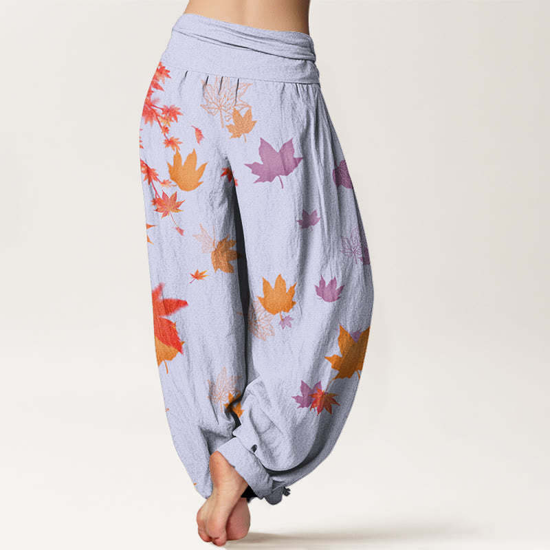 Maple Leaf Pattern Women's Elastic Waist Harem Pants