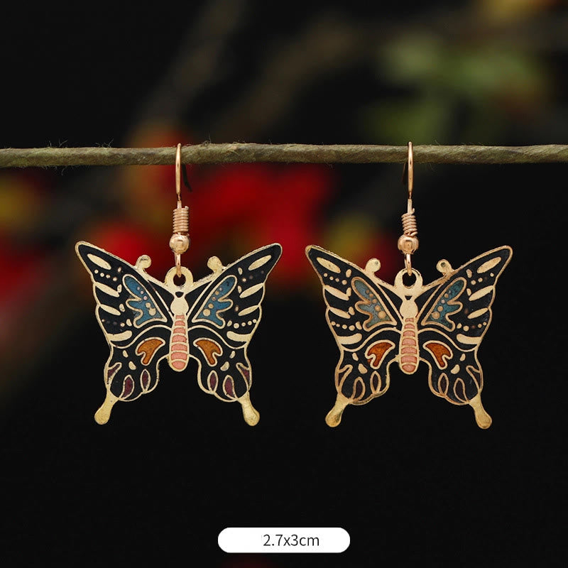 Lotus Butterfly Flower Alloy Copper Enlightenment Drop Earrings