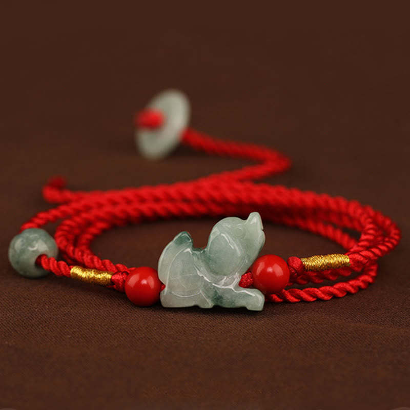 Jade Peace Buckle Blessing Red String Belly Chain
