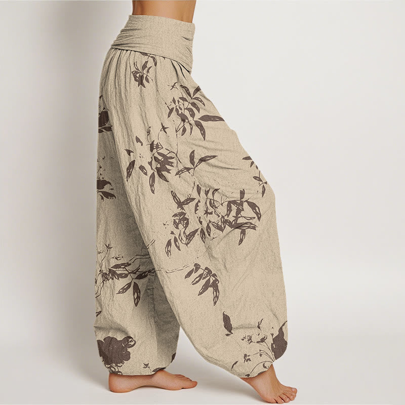 Branch Pattern Women's Elastic Waist Harem Pants