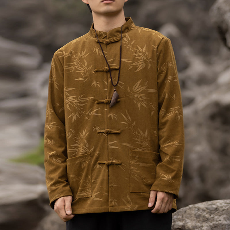 Bamboo Leaves Clothing Chinese Tang Suit Jacket Coat Men Clothing