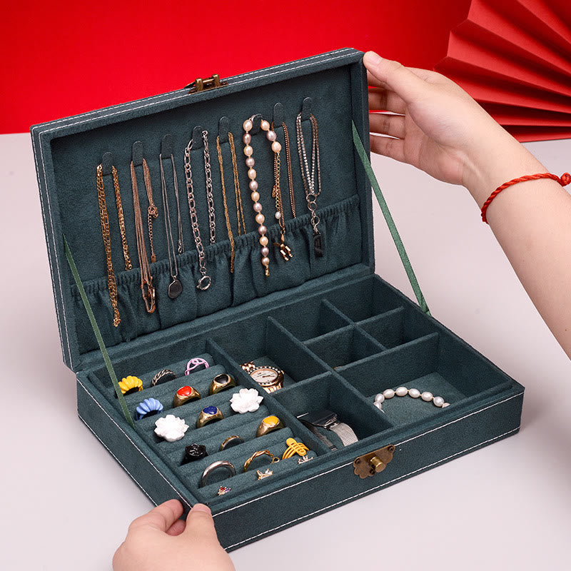 Simple Design Jewelry Box Organizer Single Layer Flannel Jewelry Storage Box With Lock
