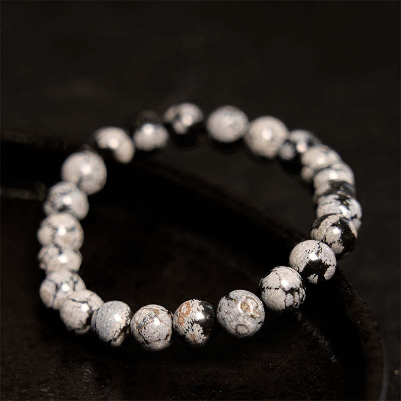 mystic zen Stone Snowflake Obsidian Balance Bracelet