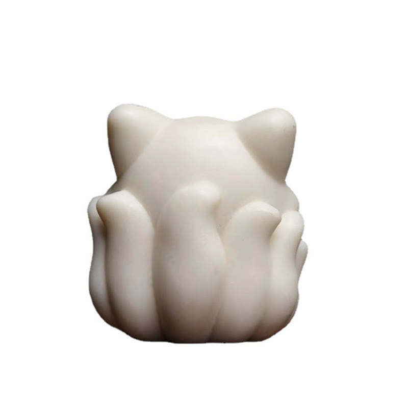 Mini Nine-Tailed Fox Ivory Fruit Sandalwood Green Sandalwood Blessing Decoration