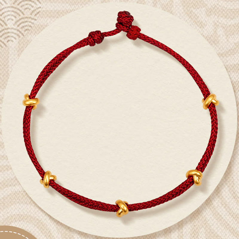 999 Gold Wish Knot Design Handmade Luck?Braided Rope Bracelet