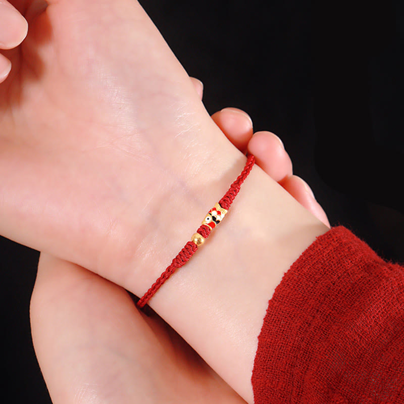 999 Gold Luck Koi Fish Handcrafted Braided String Bracelet