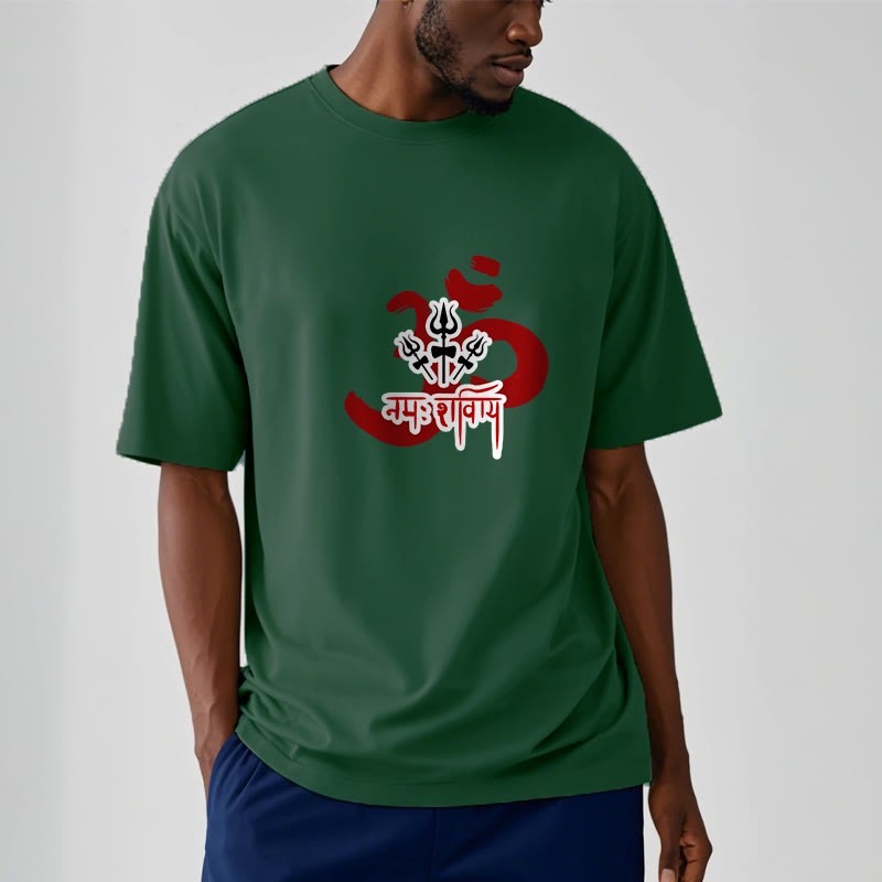 OM NAMAH SHIVAYA Three Small Tridents Cotton Tee T-shirt