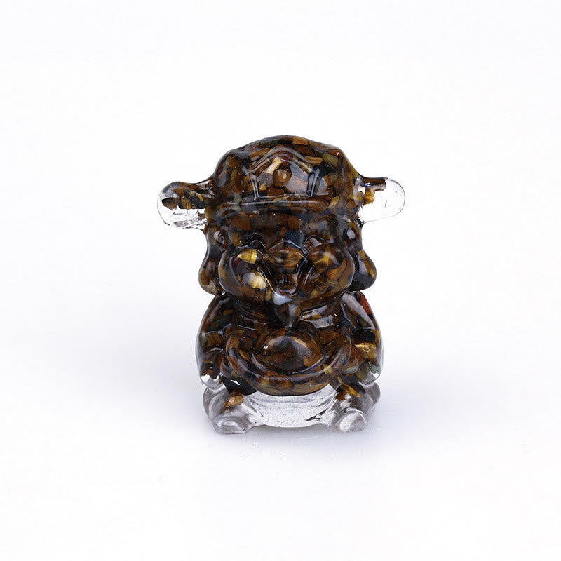 God of Wealth Amethyst Crystal Resin Energy Fortune Home Decoration