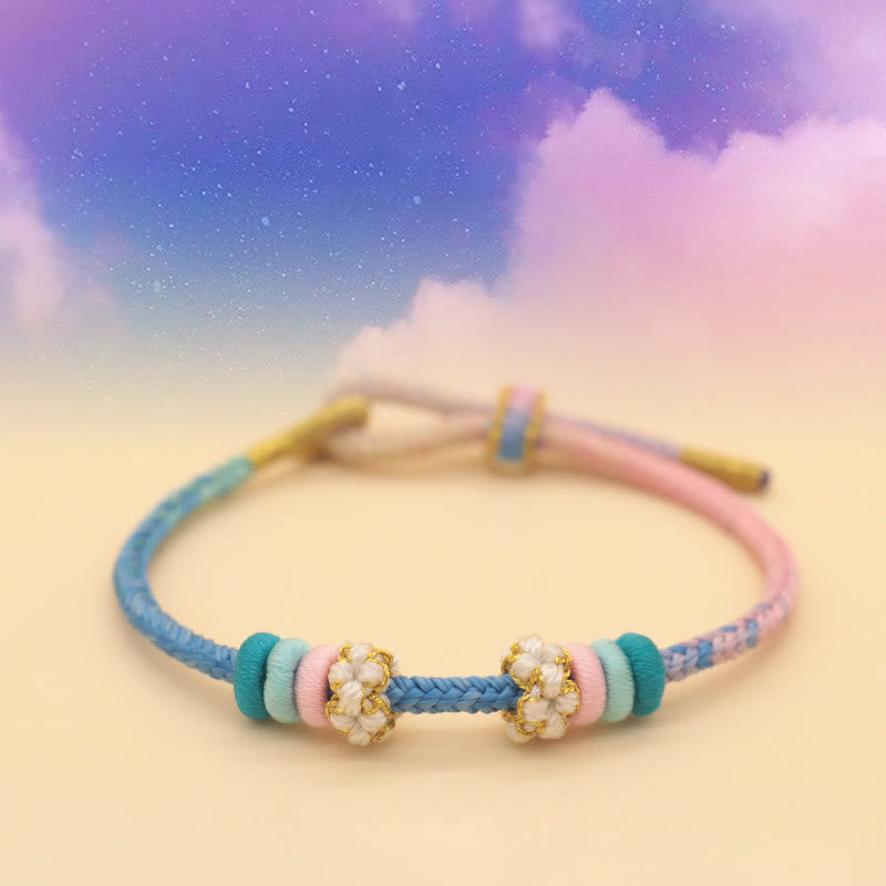 Handmade Eight Thread Peace Knot Peach Blossom Knot Luck Rope Braided Bracelet