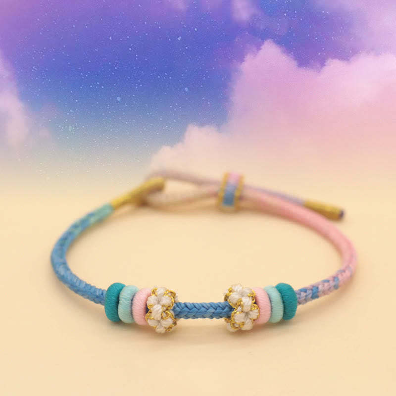 Handmade Eight Thread Peace Knot Peach Blossom Knot Luck Rope Braided Bracelet