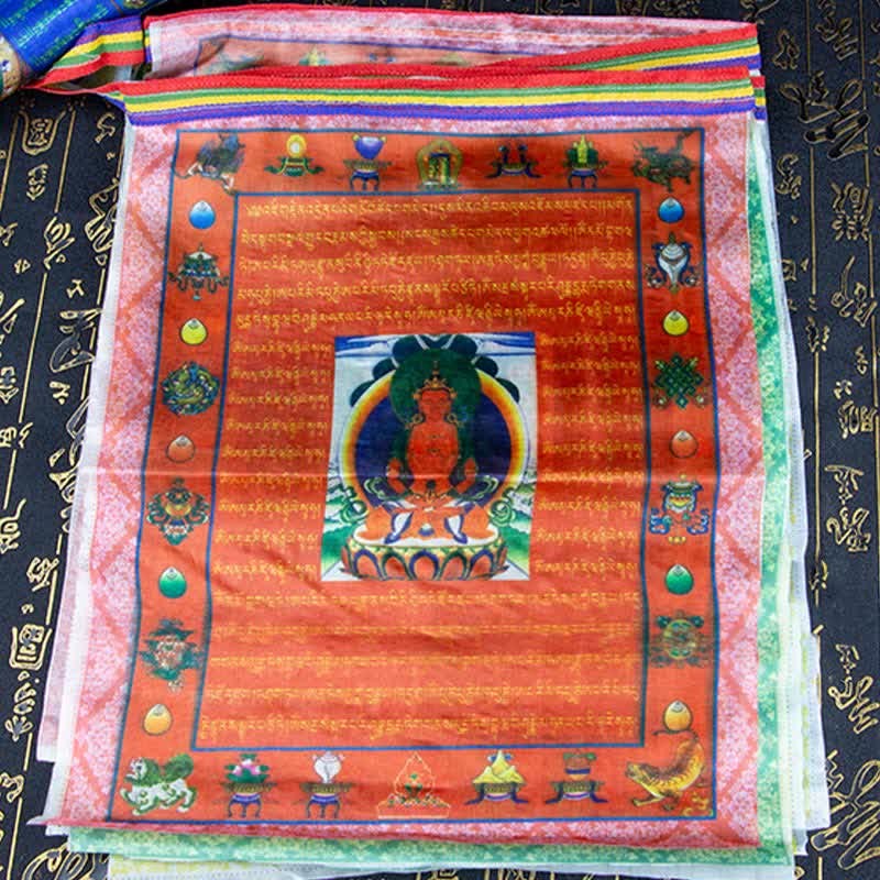 Tibetan 5 Colors Windhorse mystic zen Tara Scriptures Healing Auspicious Outdoor Prayer Flag