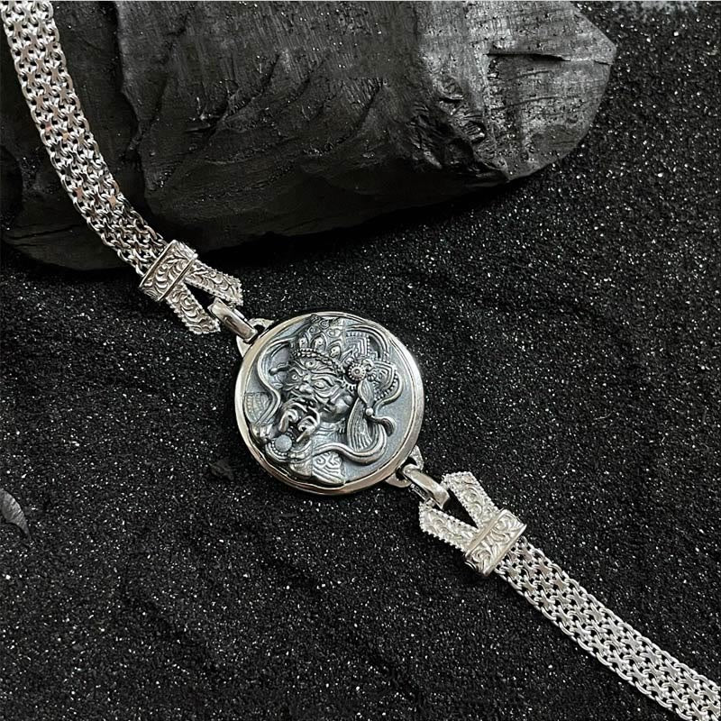 Tibetan 925 Sterling Silver Zakiram Goddess of Wealth Blessing Protection Bracelet