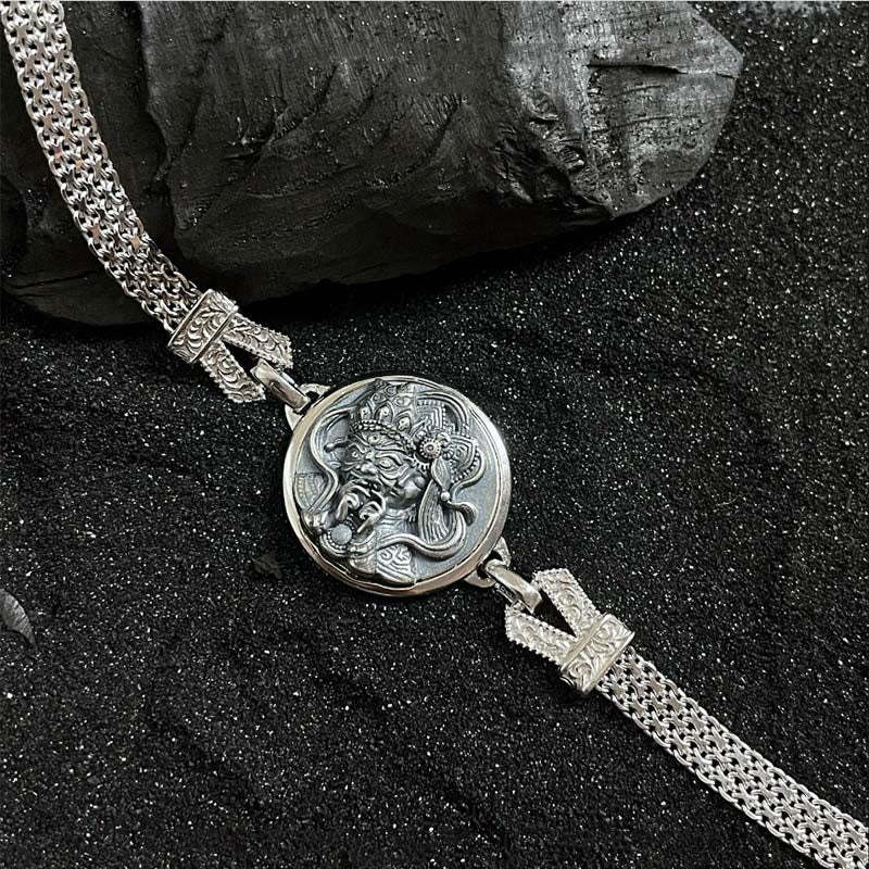 Tibetan 925 Sterling Silver Zakiram Goddess of Wealth Blessing Protection Bracelet