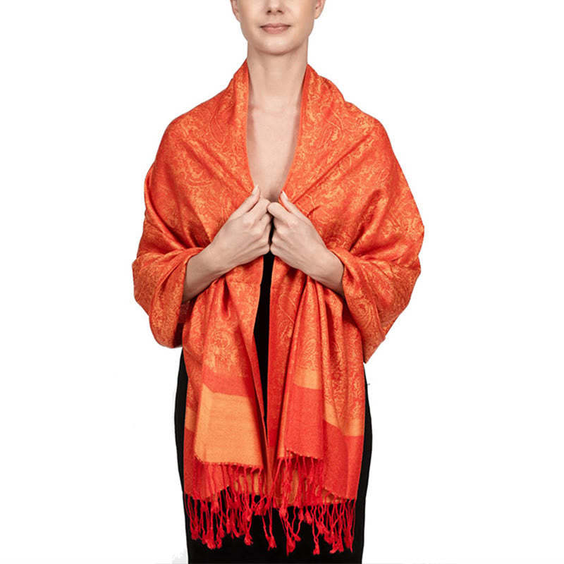 Tibetan Cashew Jacquard Tassels Shawl Spring Fall Winter Warm Cozy Scarf Wrap