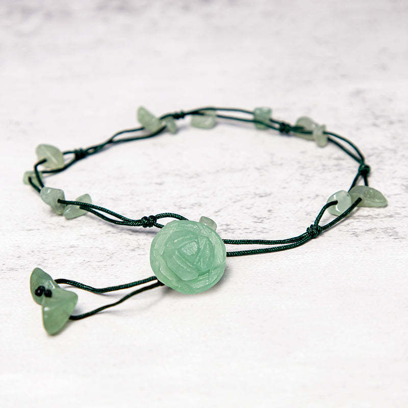 Amethyst Pink Crystal Green Aventurine Rose Inner Peace Healing Anklet