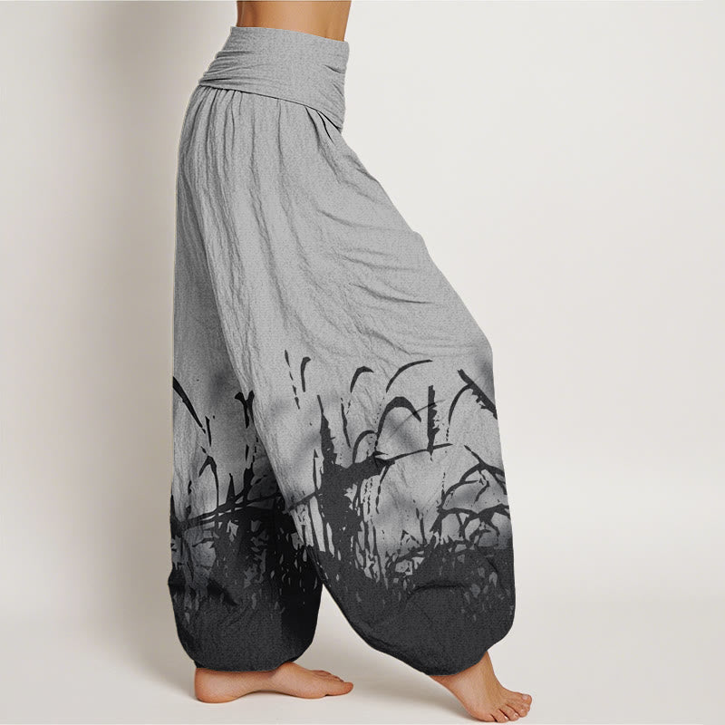 Wild Grass Pattern Women's Elastic Waist Harem Pants