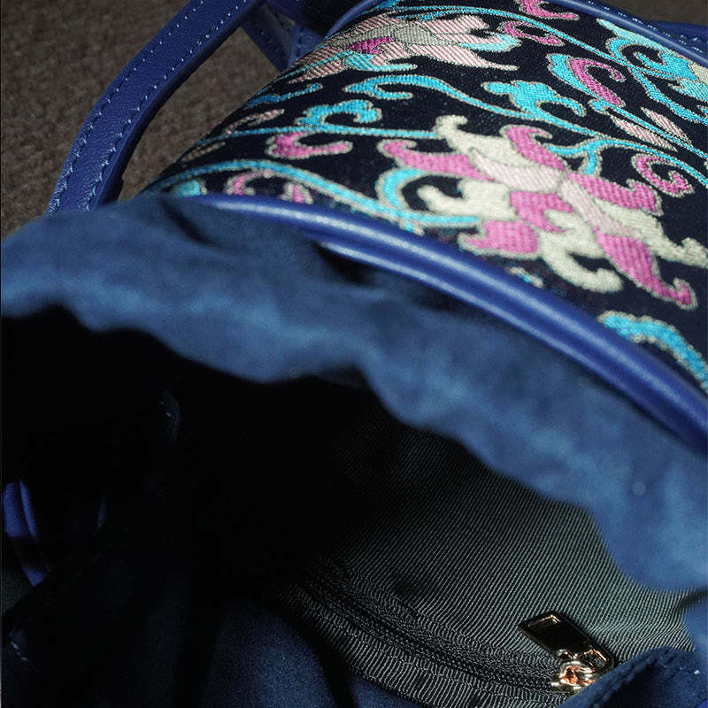 Retro Lotus Entwined Branches Song Brocade Crossbody Bag Hangbags