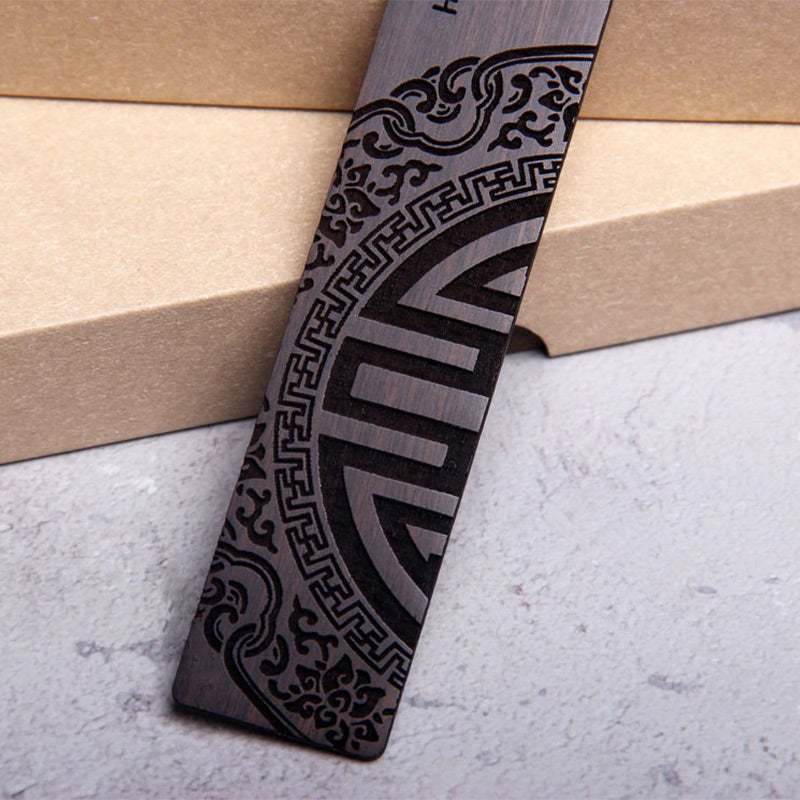 Zen Enlightenment Quotes Ebony Wood Small Leaf Red Sandalwood Bookmarks With Gift Box