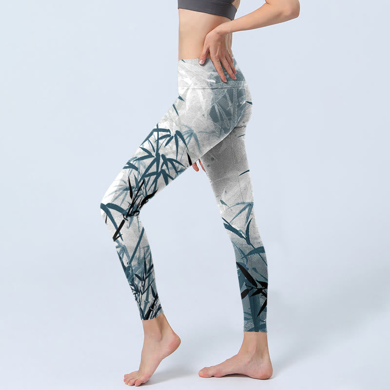 Bamboo Print Gym Leggings Women's Yoga Pants