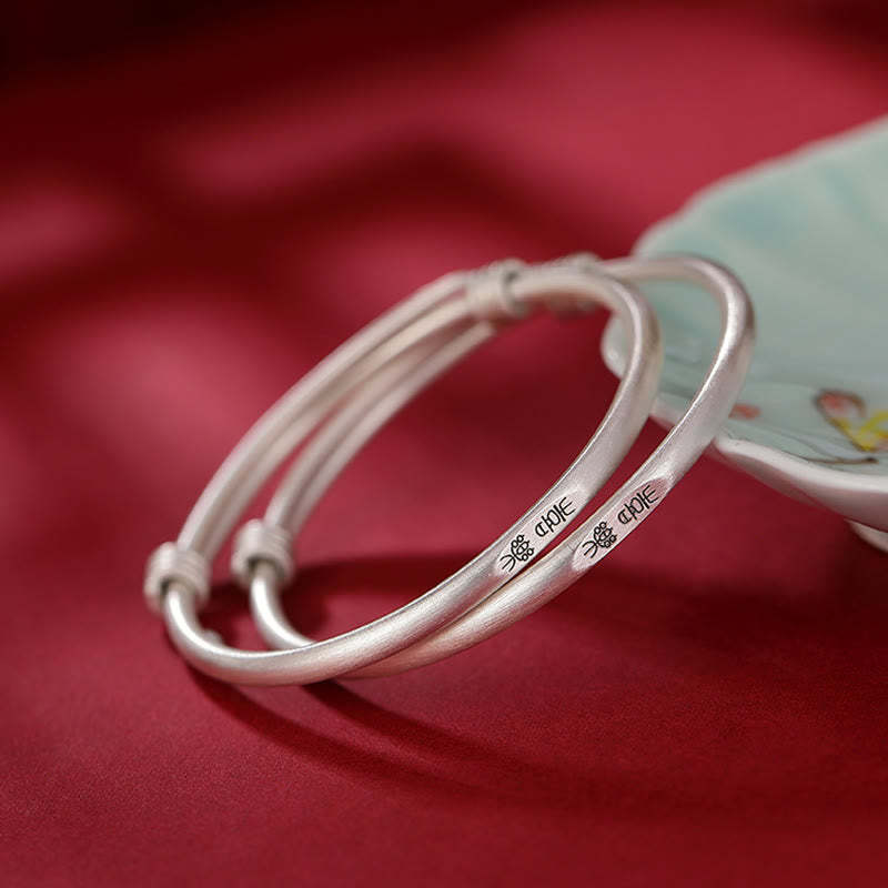 999 Sterling Silver Peace And Joy Protection Kids Child Bracelet Bangle